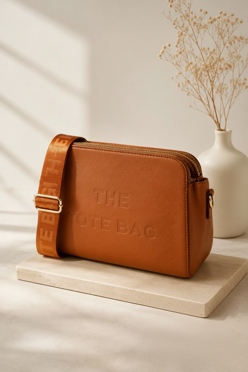 Vegan Leather Triple Compartment Medium Size Tote Bag