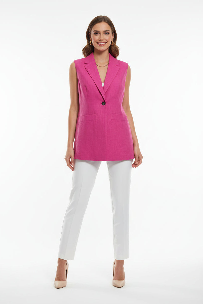 Lined Linen Longline Waistcoat