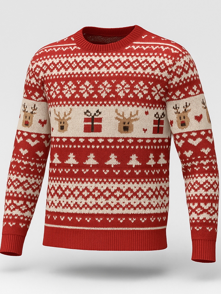 Red White Christmas Stripy Pullover