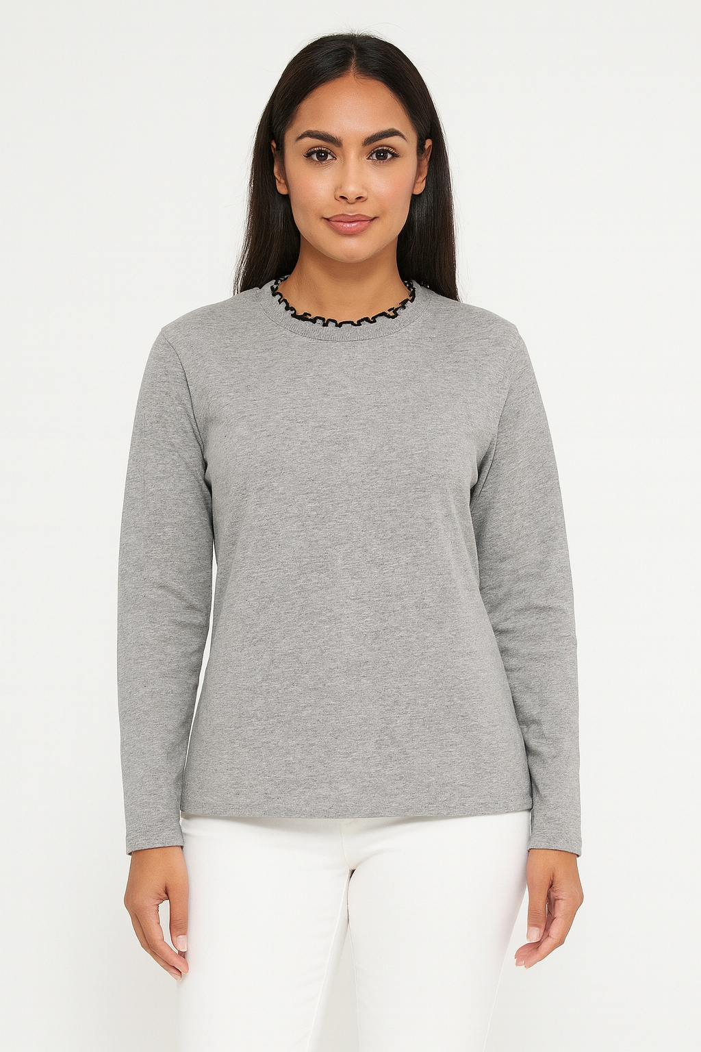Mock Neck Relaxed Fit Cotton Sweatshirt