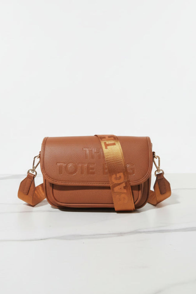 Vegan Leather Slogan Small Crossbody Saddle Bag
