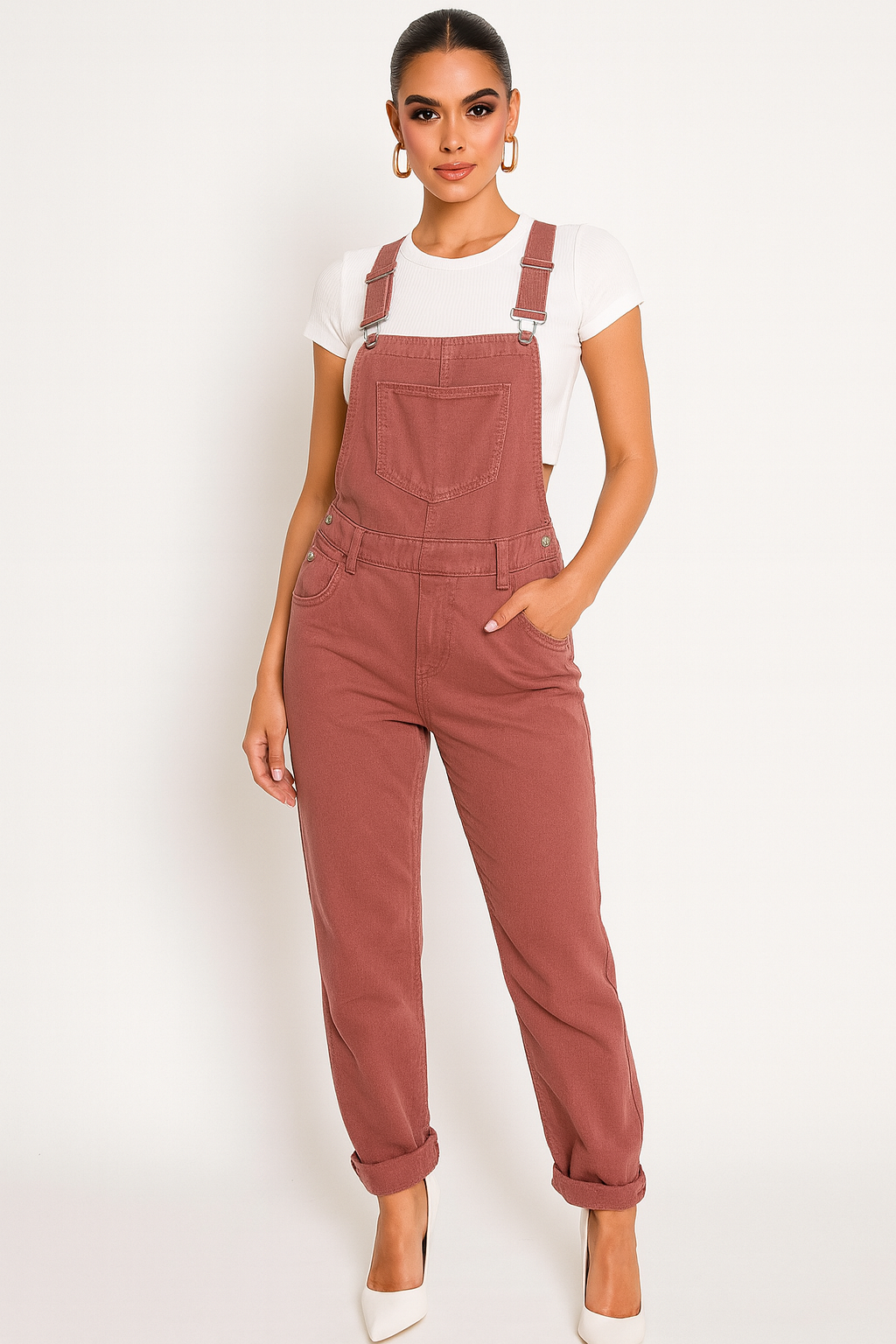 Tall Girl Friendly Bib And Brace Tapered Leg Faded Dungarees