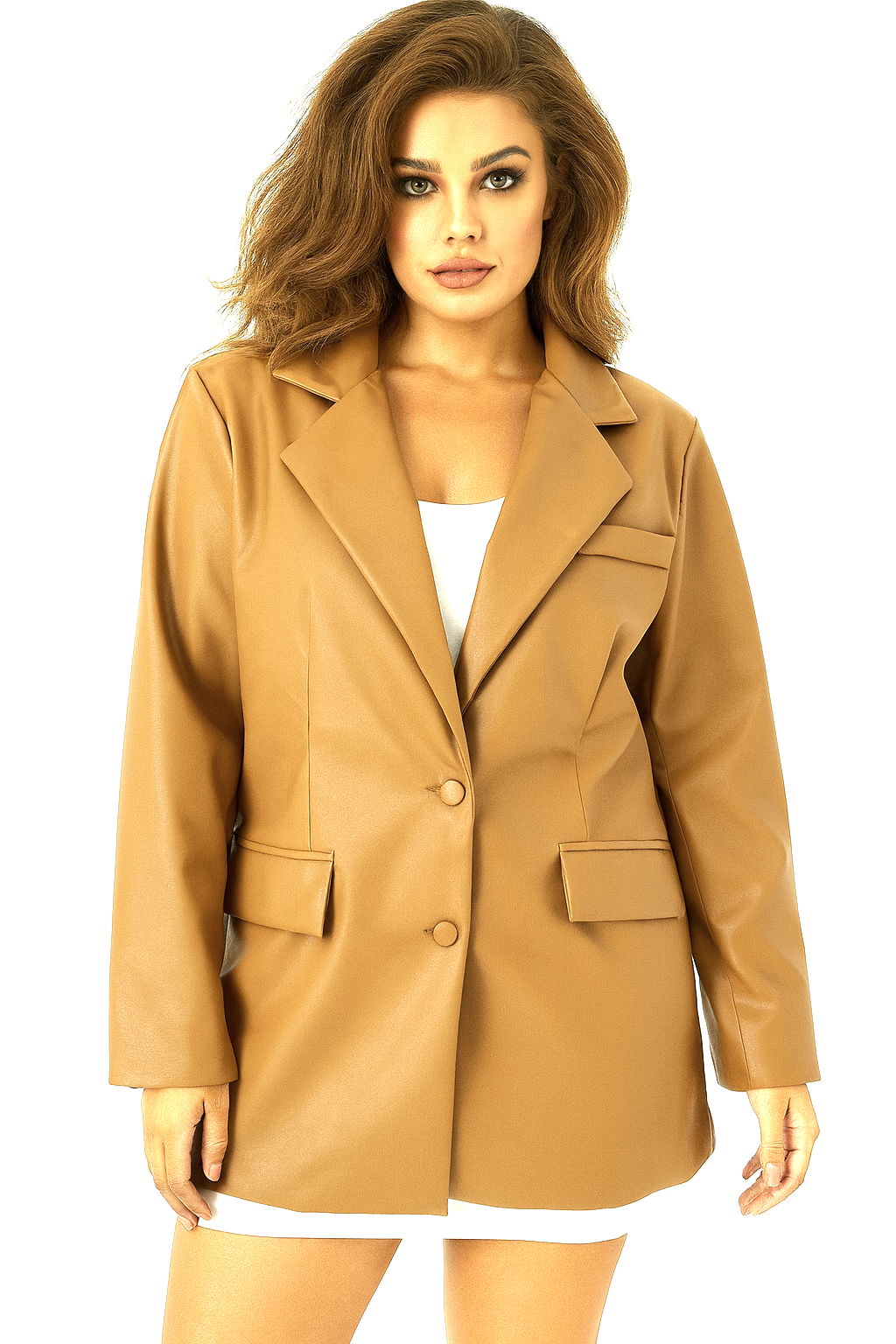 Leather Look Relaxed Fit Tailored Blazer