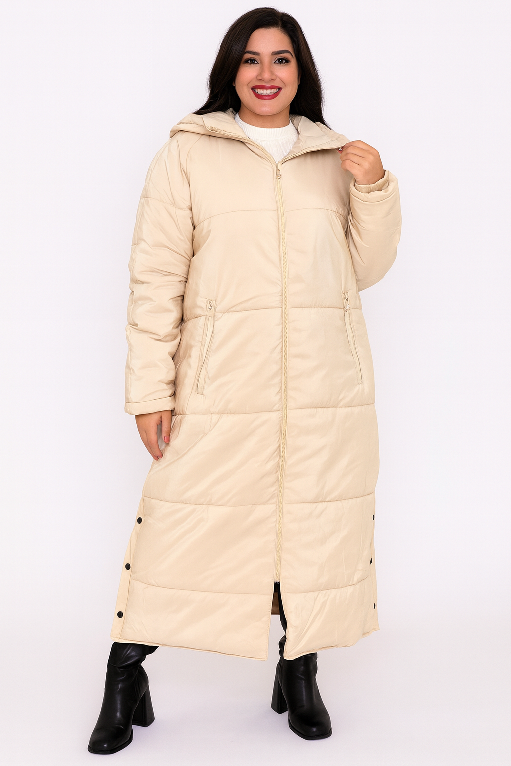 Hooded Padded Tall Girl-friendly Maxi Parka Jacket