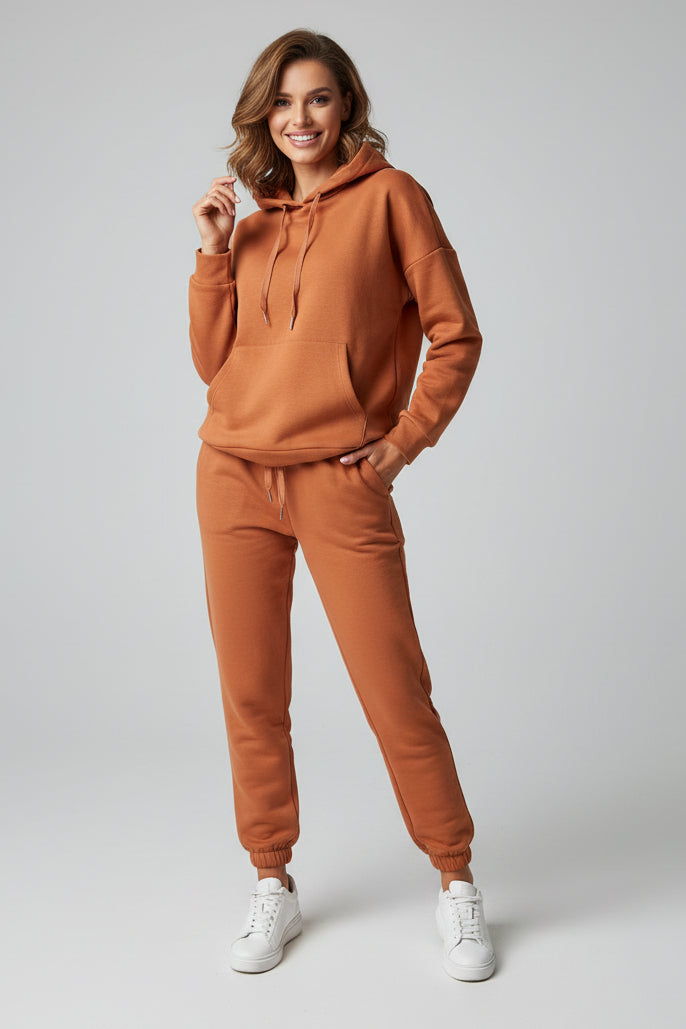 Relaxed Fit Kangaroo Pocket Hooded Tracksuit Set
