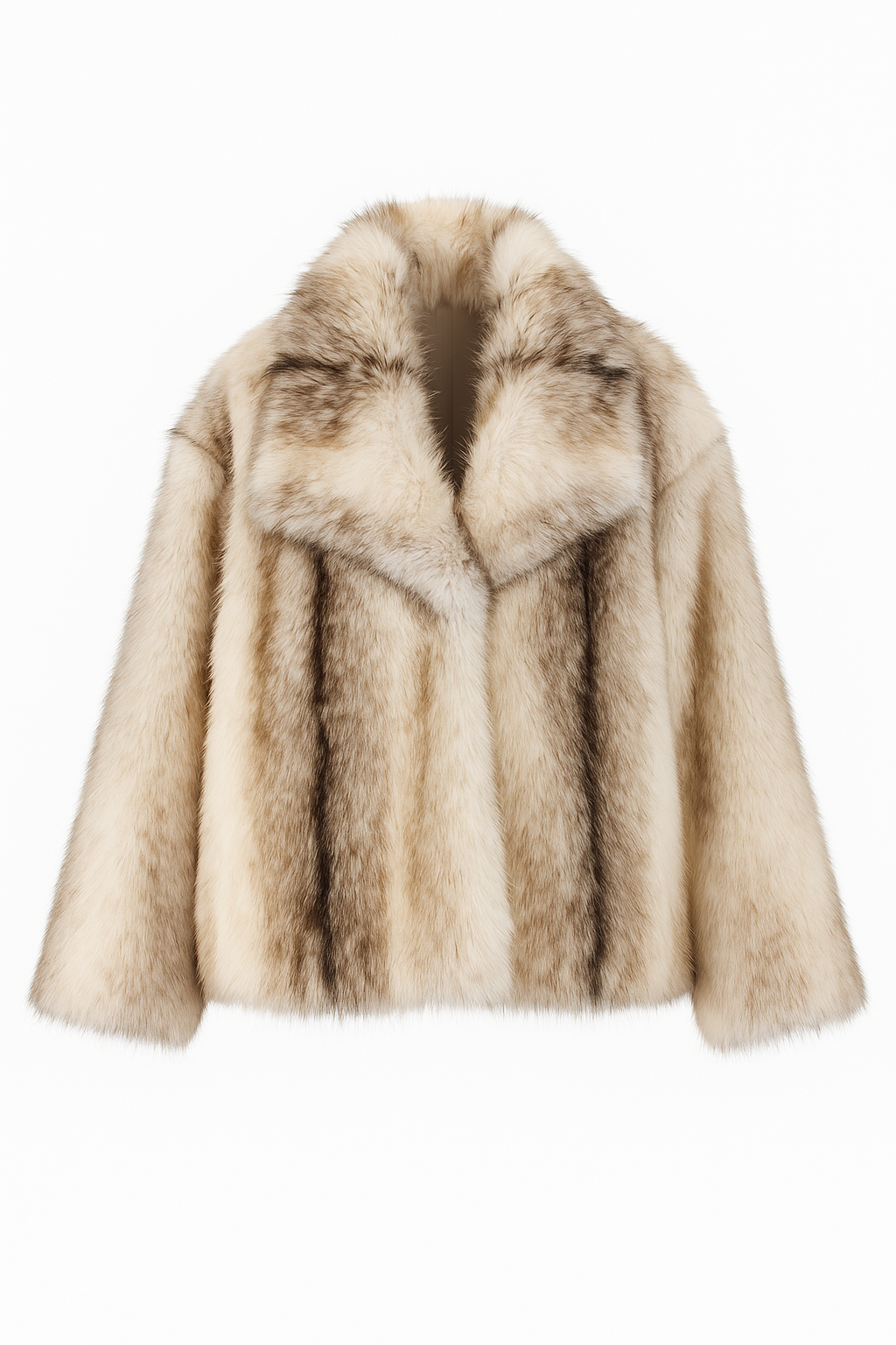 3 Tone Luxurious Hip Length Faux Fur Coat