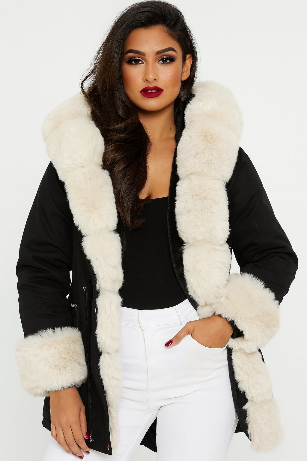 Faux Fur Detachable Fully Lined Versatile Hooded Winter Jacket