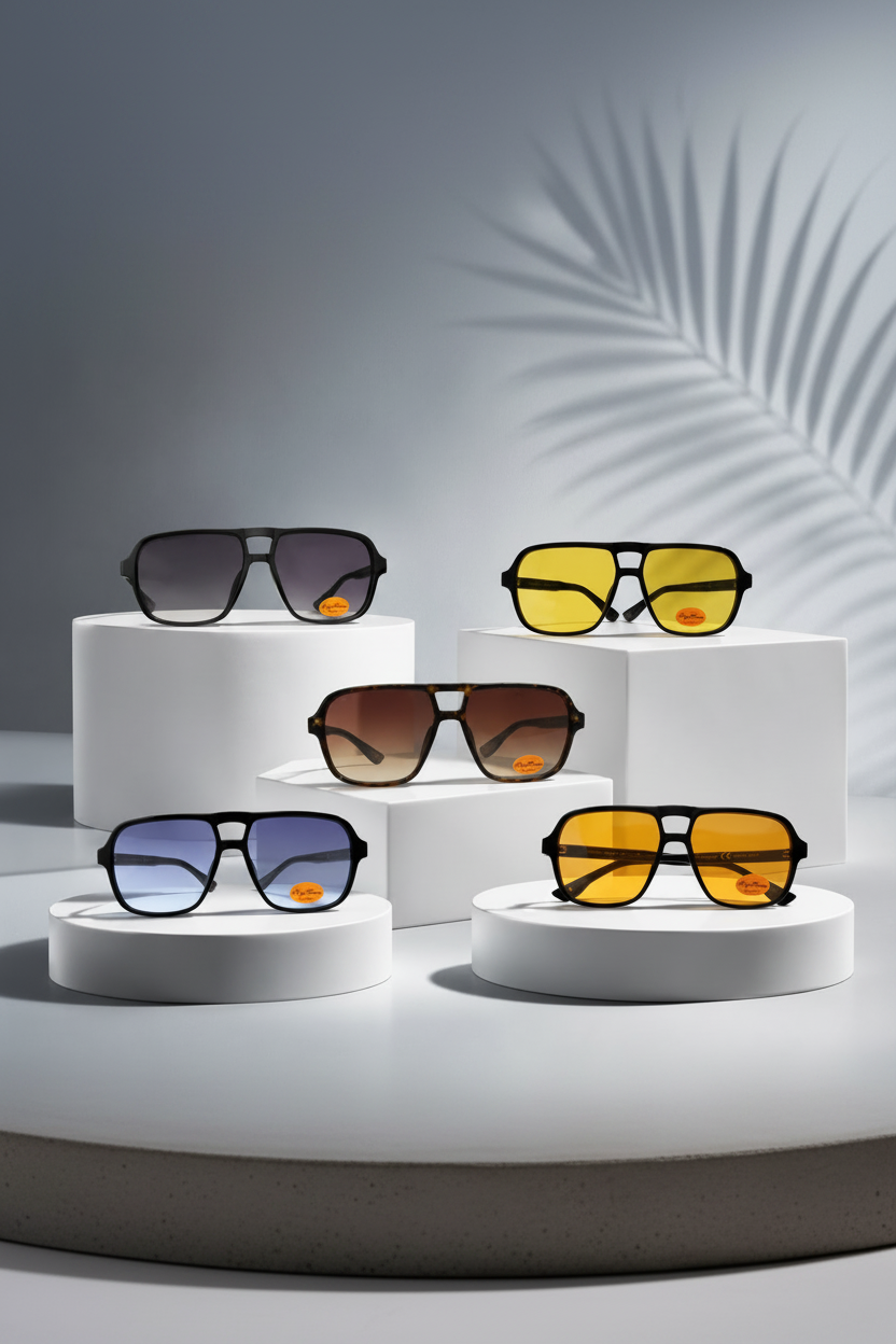 UV 400 Double Bridge Aviator Sunglasses