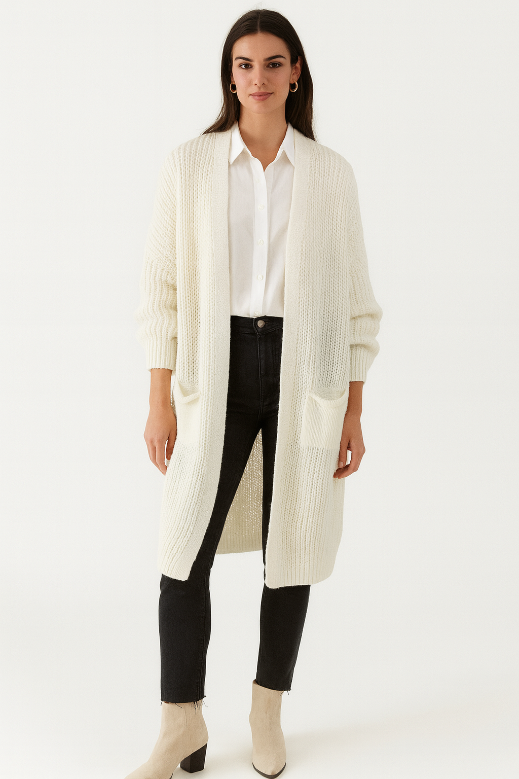 Chunky Knit Relaxed Fit Longline Cardigan