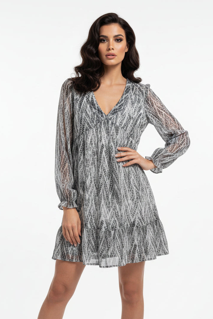 Lurex Snake Print Organza Dress