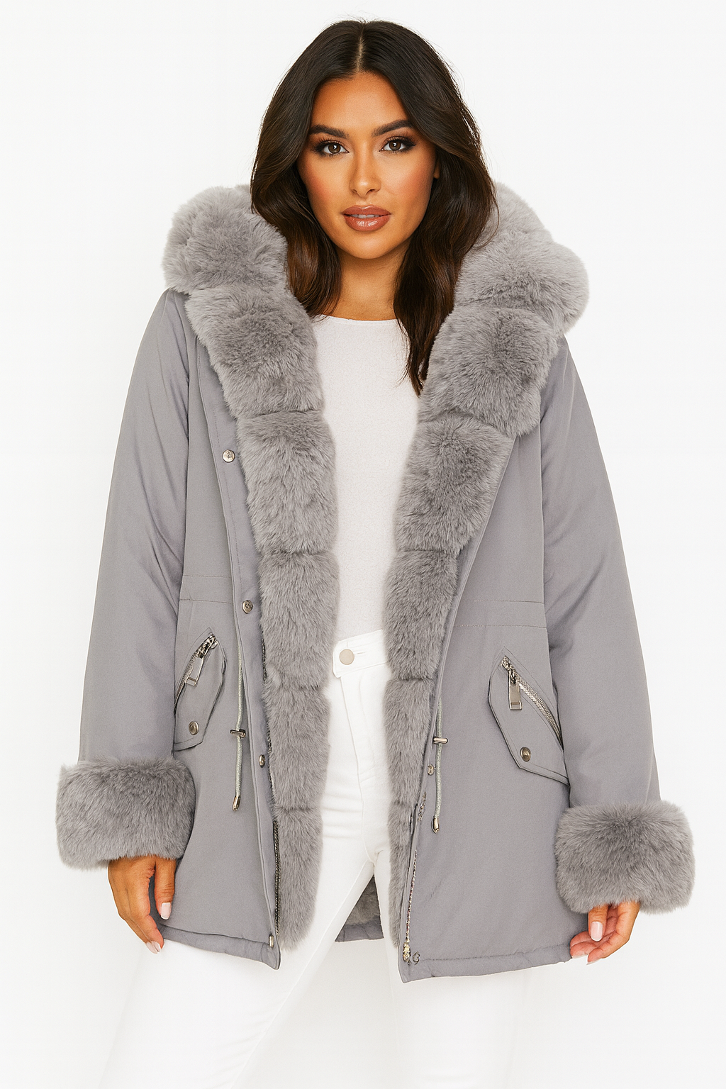 Faux Fur Detachable Fully Lined Versatile Hooded Winter Jacket