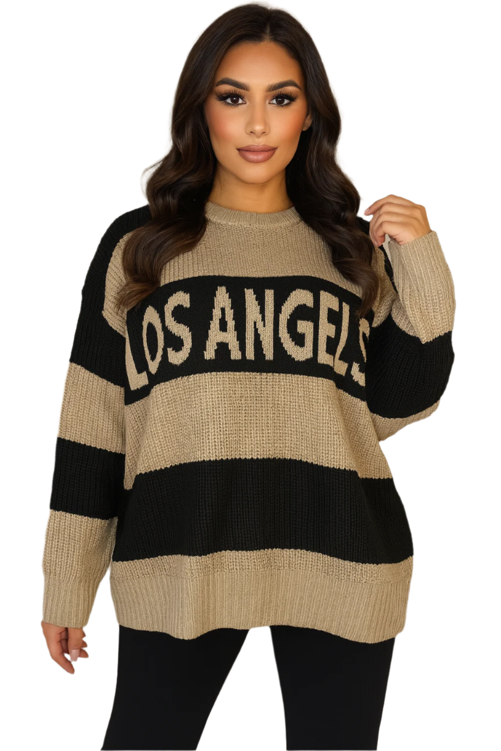 Chunky Knit Stripy Slogan Relaxed Fit Jumper