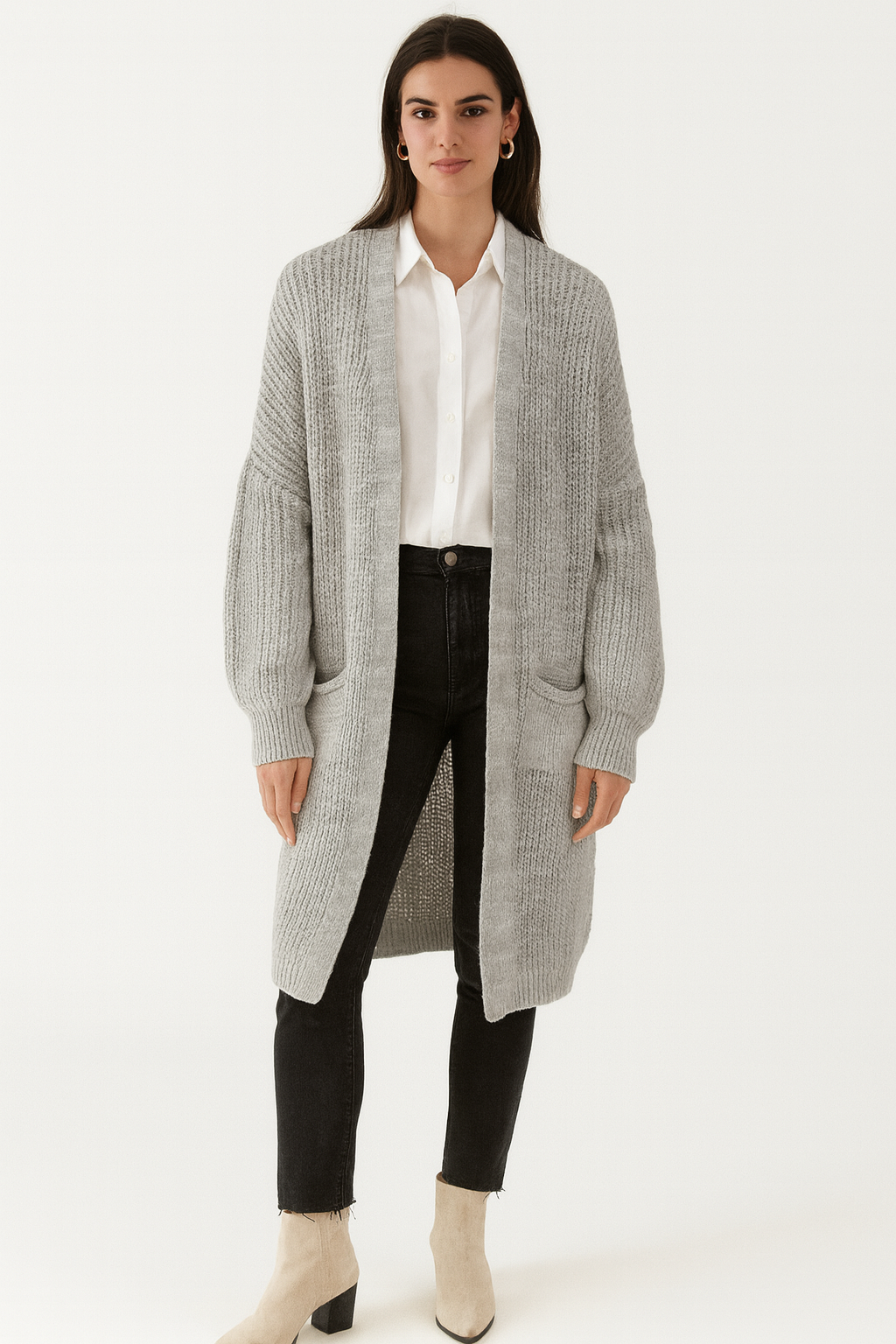 Chunky Knit Relaxed Fit Longline Cardigan