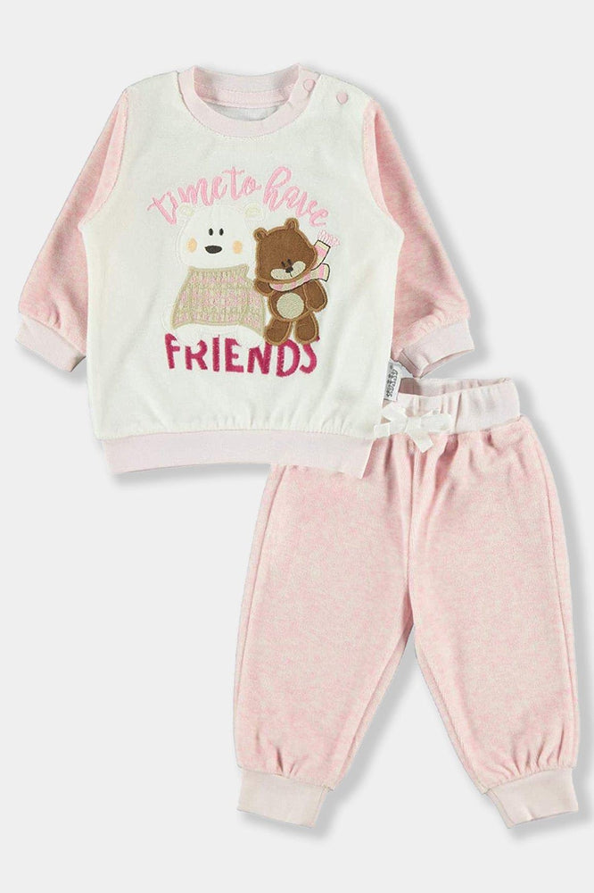 Pink Velvet Time To Have Friends Baby Boy Set - SinglePrice