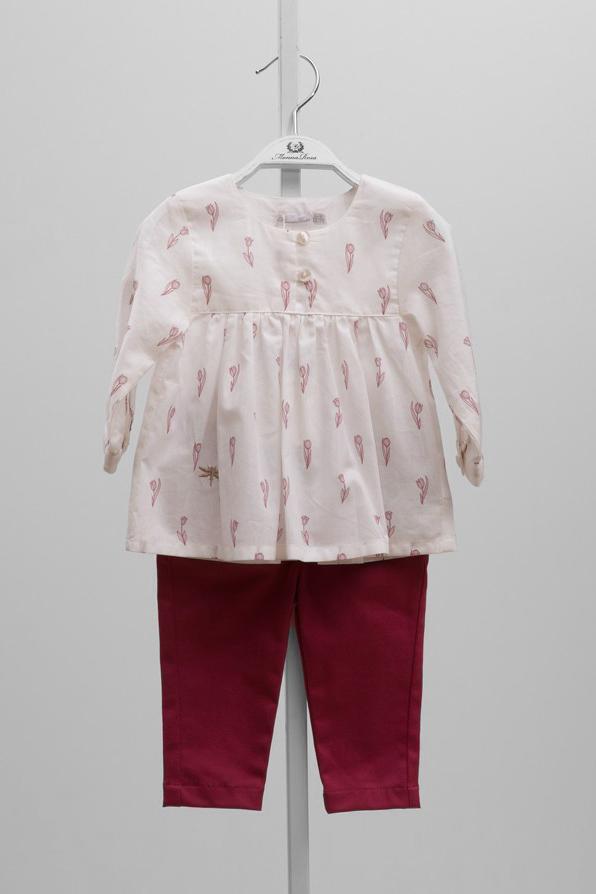 100% Cotton Floral Design Jeans And Shirt Girls Set - SinglePrice