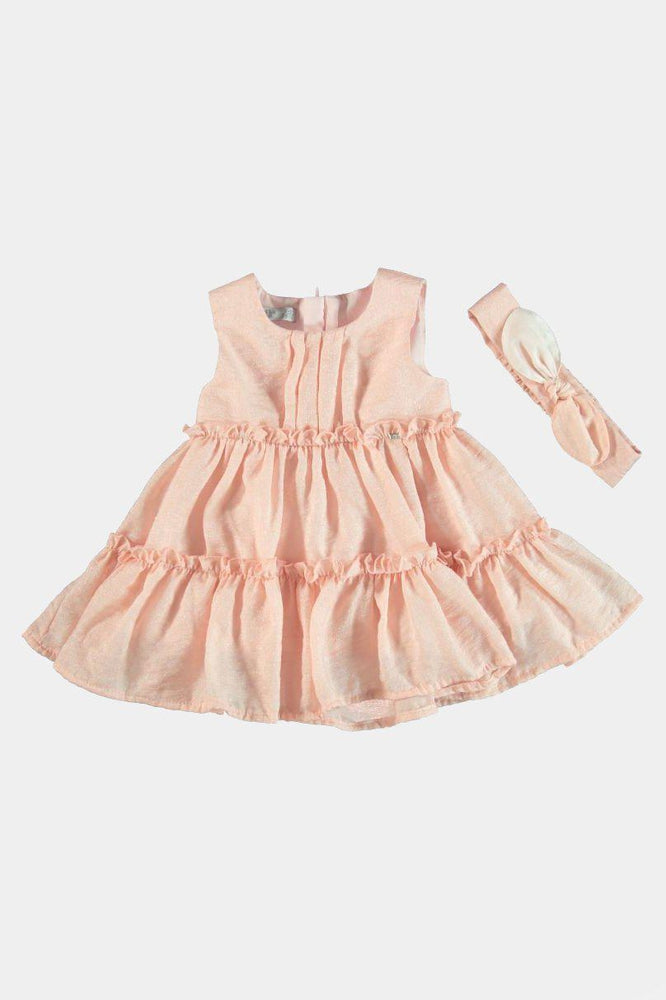 Girls Headband And Pink Tier Dress Set - SinglePrice