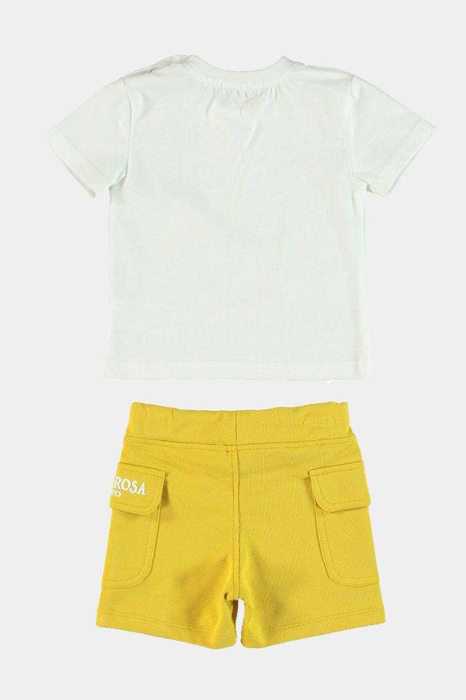 100% Cotton Glasses Print T-Shirt And Yellow Shorts Boys Set-SinglePrice
