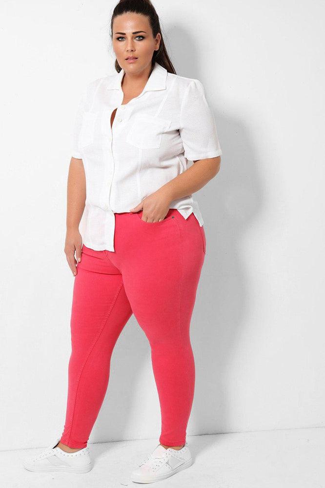 Pink Mid-Rise Waist Skinny Jeans-SinglePrice