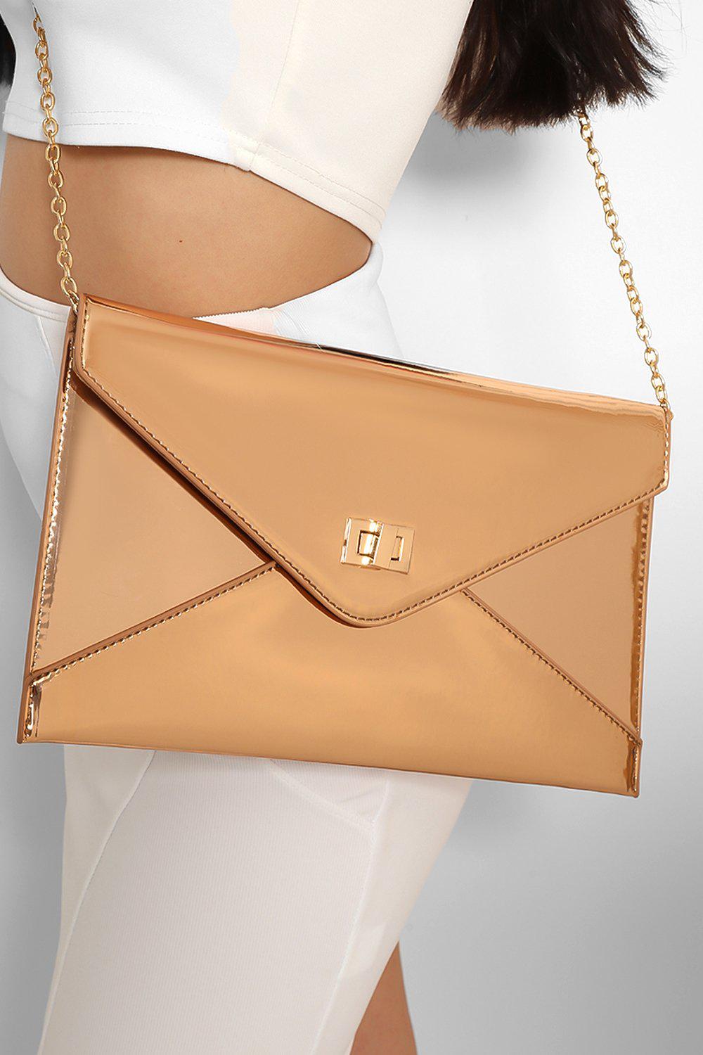 Metallic Champagne Classic Envelope Bag-SinglePrice