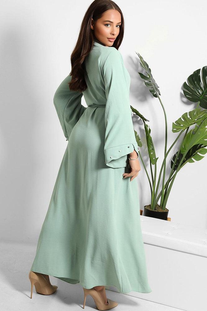 Pearls Embellished Waist Tie Modest Gown-SinglePrice