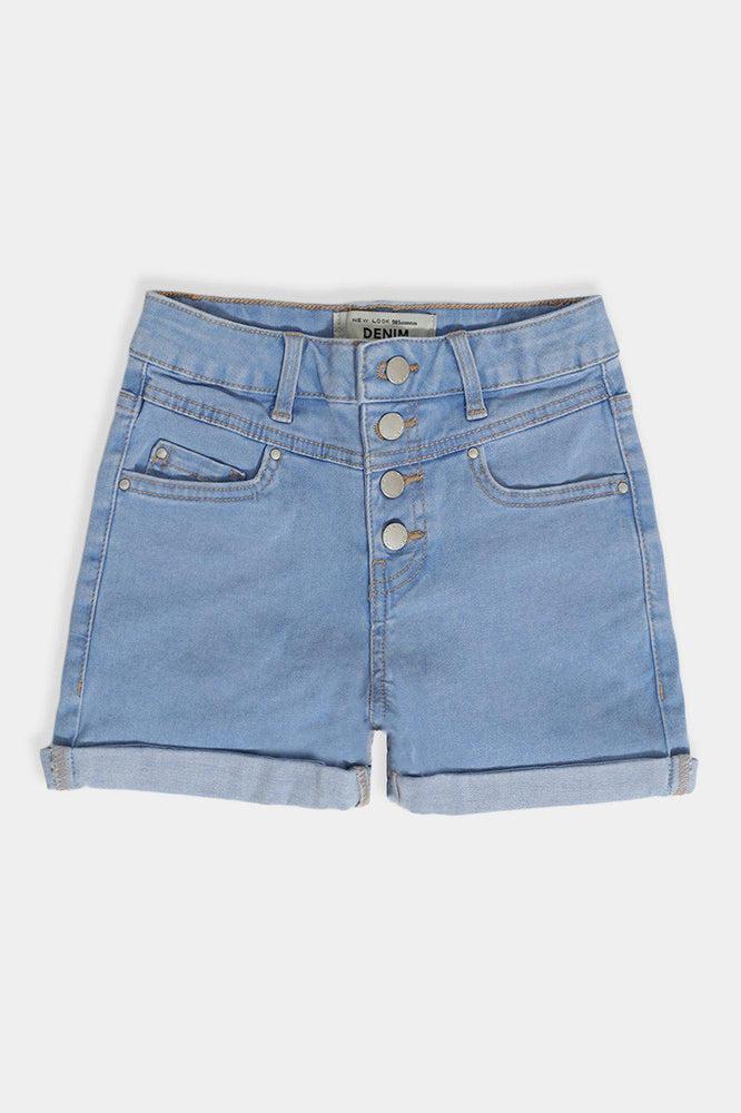 Sky Blue Denim Girls Shorts-SinglePrice