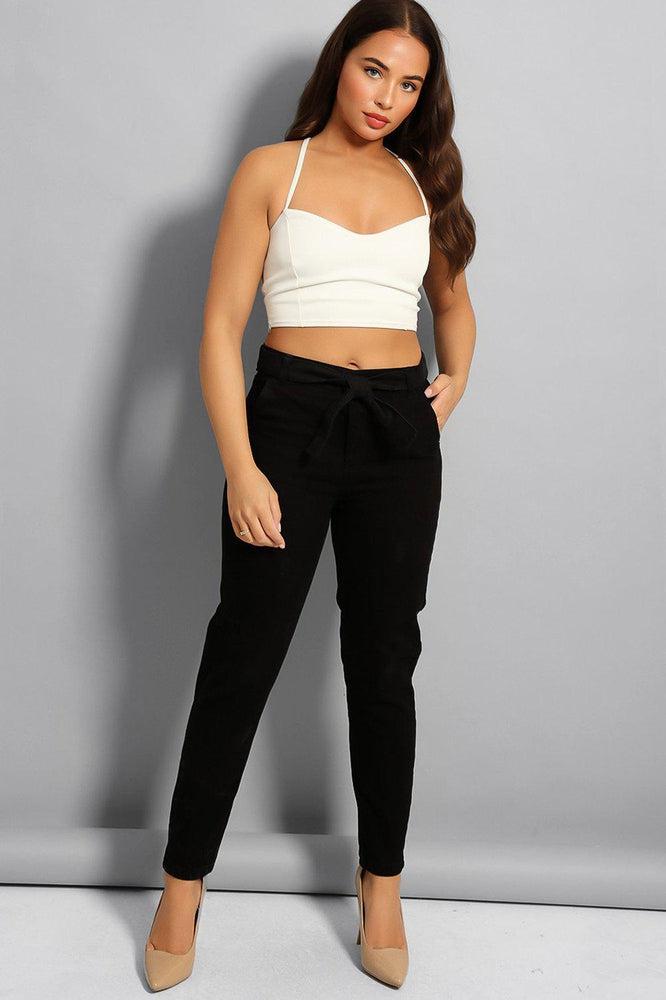 Black Belted Tapered Jeans-SinglePrice