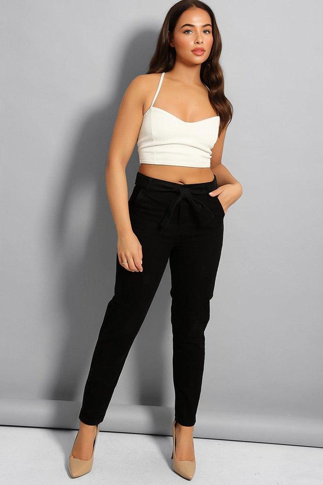 Black Belted Tapered Jeans-SinglePrice