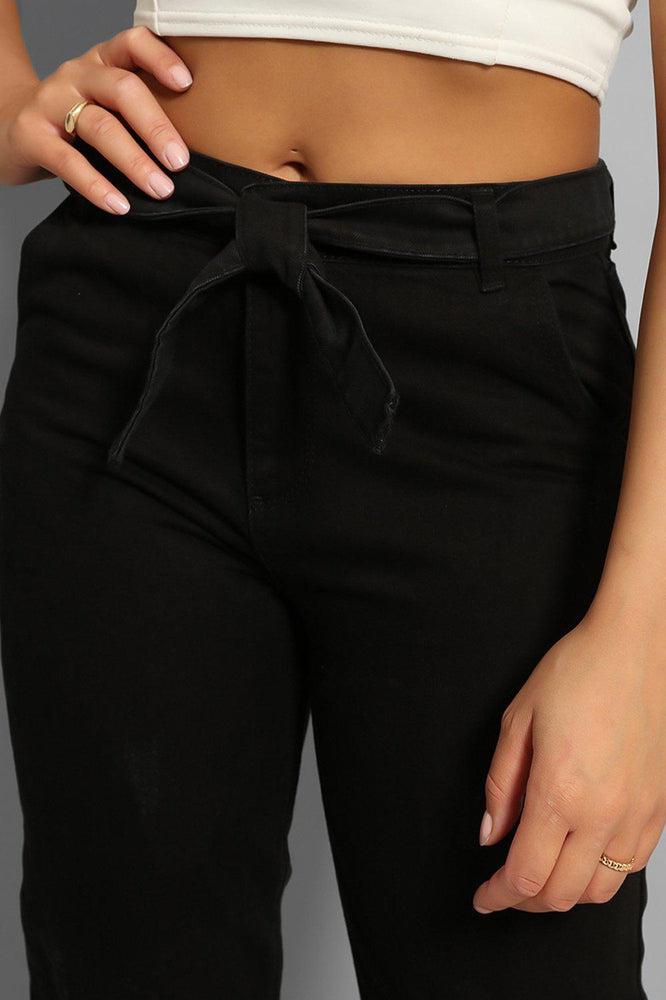 Black Belted Tapered Jeans-SinglePrice