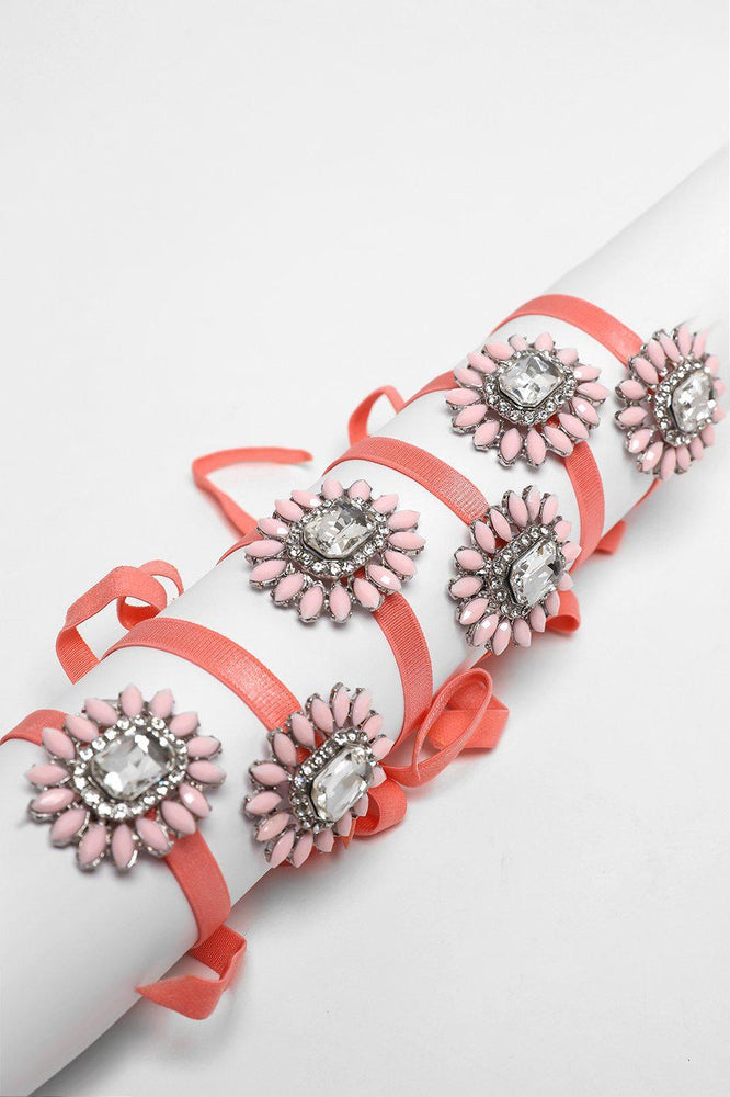 Pack Of 6 Pink Ribbon & Large Brooch Bracelets - SinglePrice