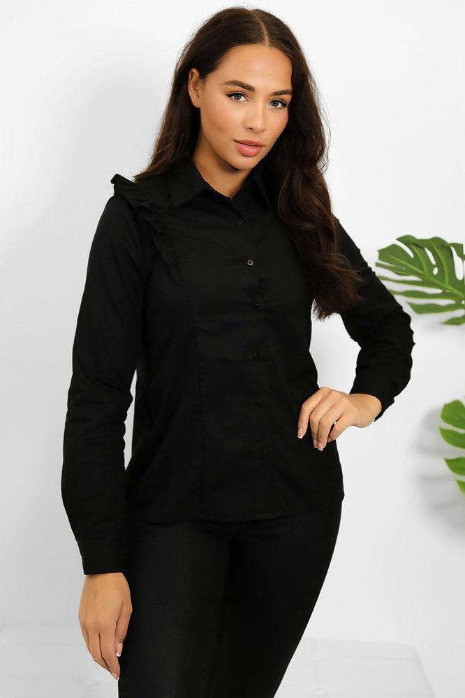 Black Frill Details Shirt-SinglePrice