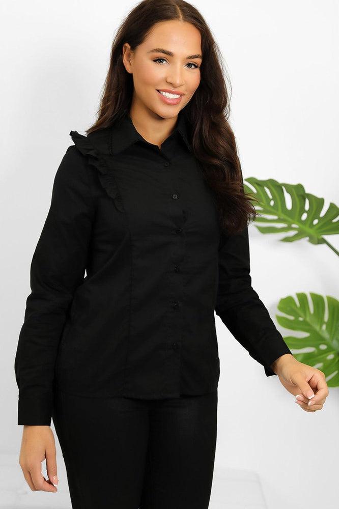 Black Frill Details Shirt-SinglePrice