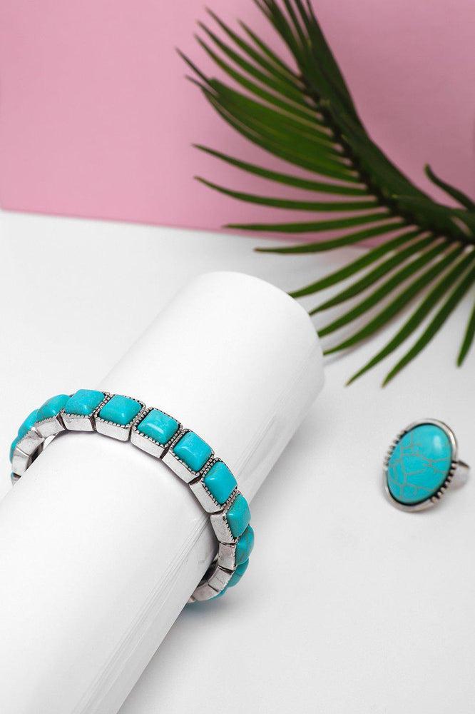 Turquoise Bracelet And Ring Set-SinglePrice