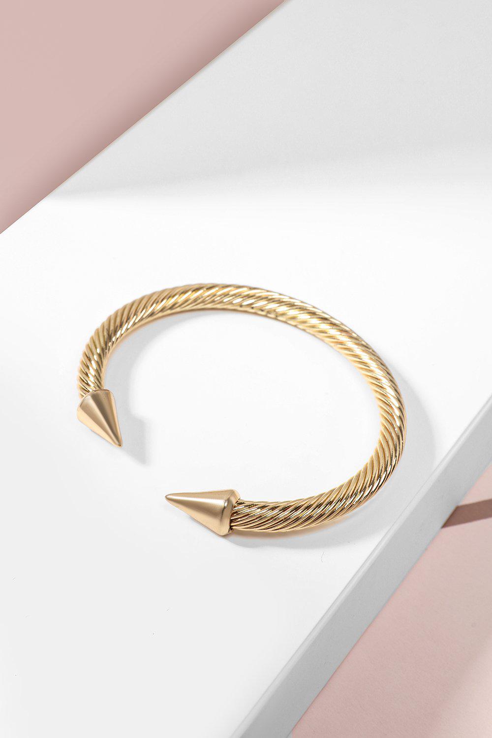 Gold Spiked Twisted Cuff Bracelet - SinglePrice