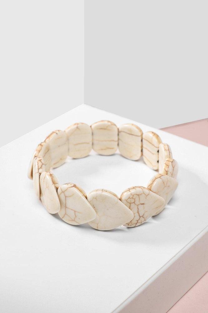 White Turquoise Hearts Stretch Bracelet-SinglePrice