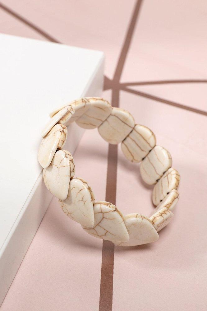 White Turquoise Hearts Stretch Bracelet-SinglePrice