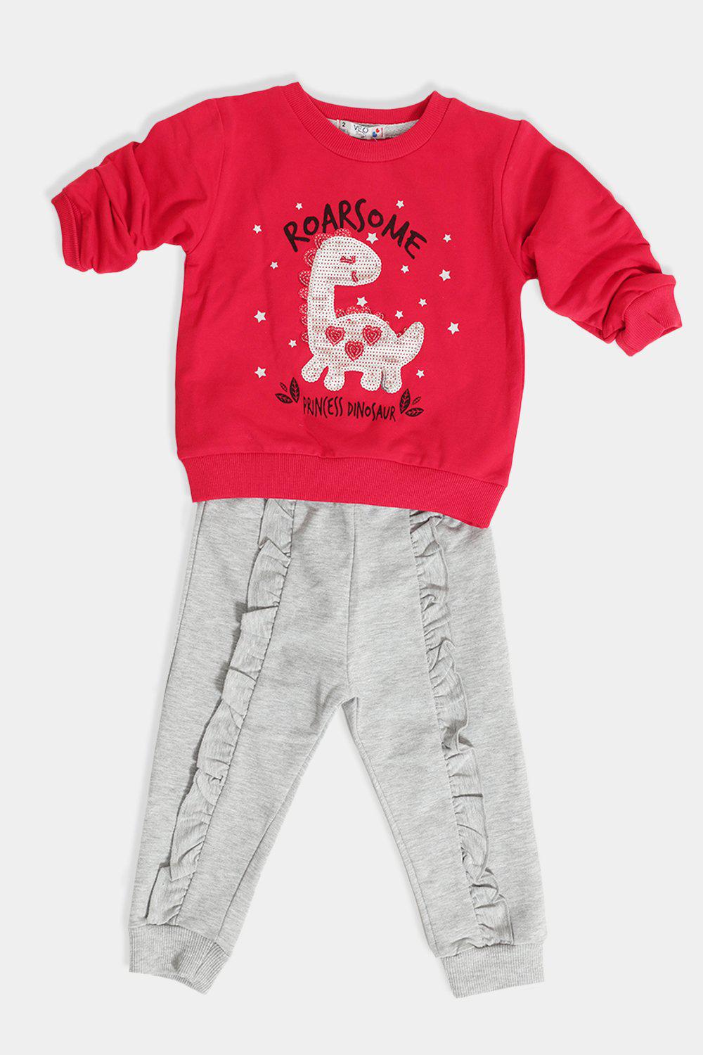 Pomegranate Sequinned Dinosaur Baby Girl Set-SinglePrice