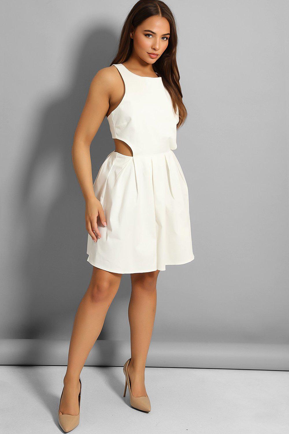 Off White Fine Denim Crossover Back Dress-SinglePrice