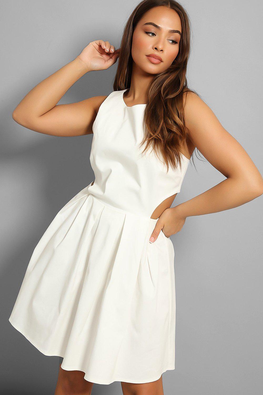 Off White Fine Denim Crossover Back Dress-SinglePrice