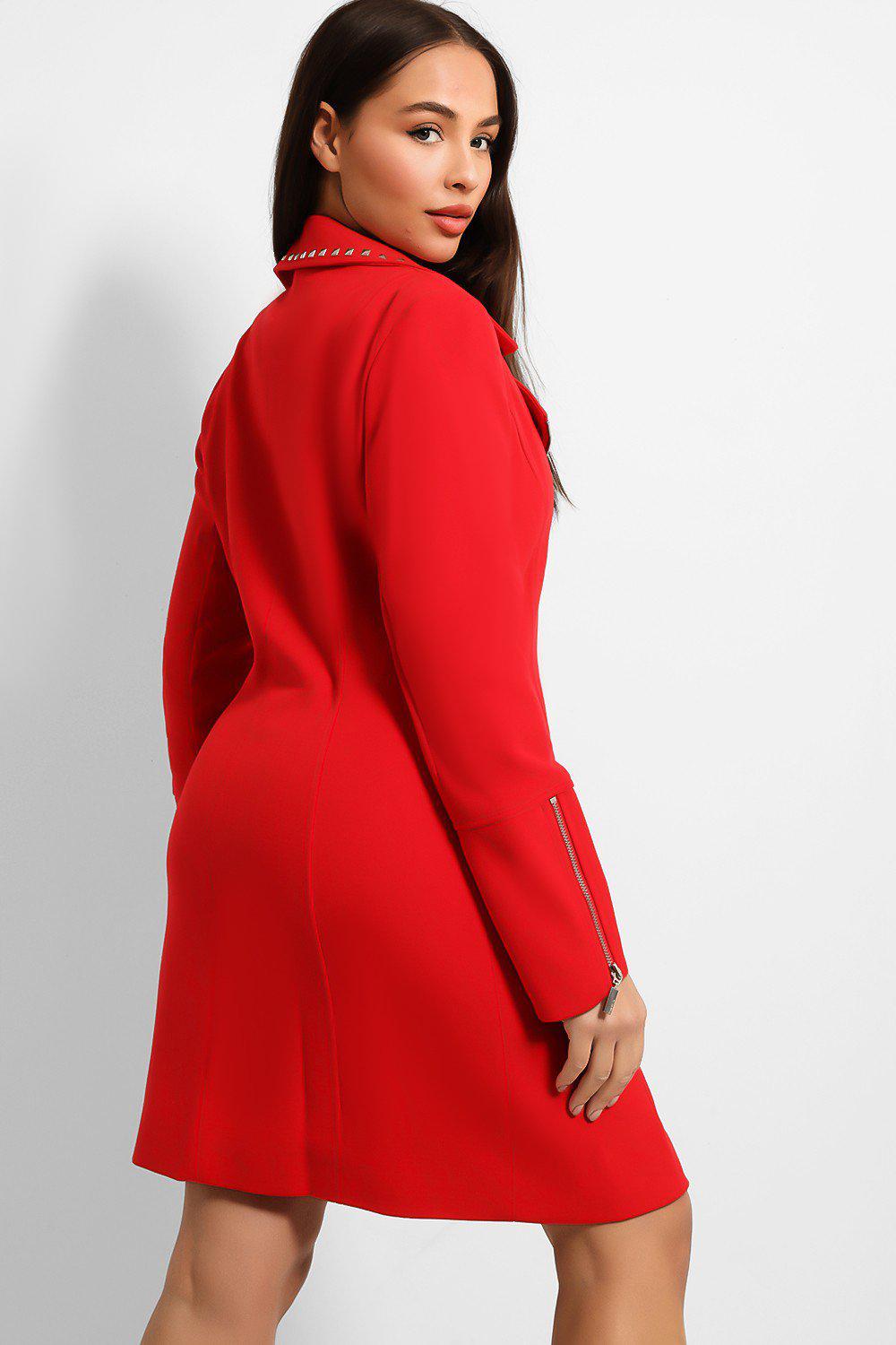 Studded Collar Biker Zip Coat-SinglePrice