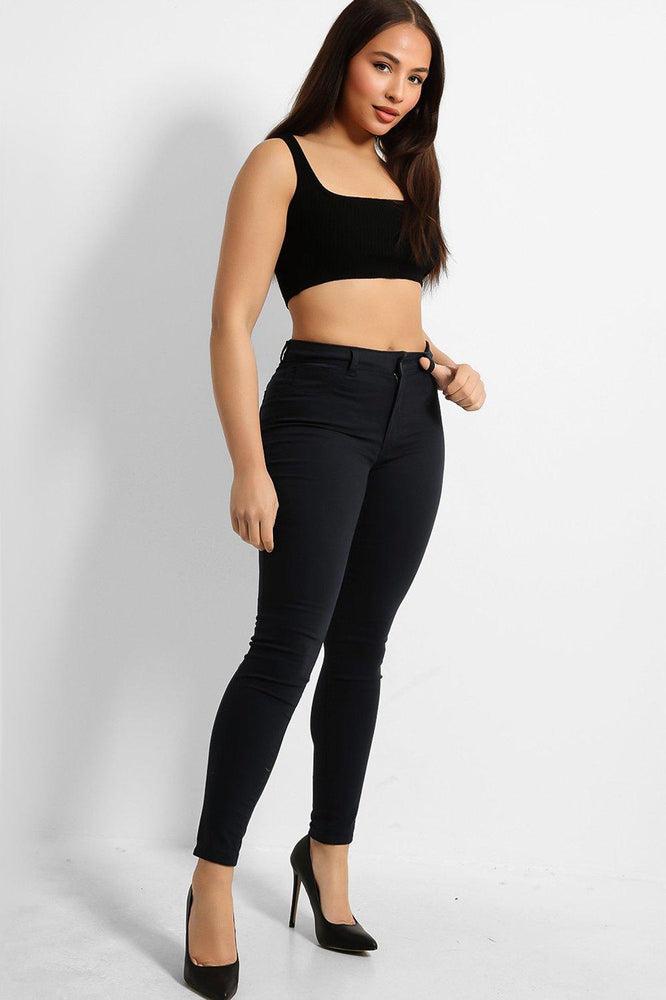 Pocketless Front High Waist Jeans-SinglePrice