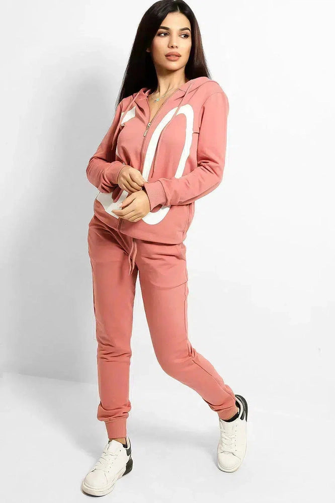 Pink Love Printed Body Front And Back Tracksuit-SinglePrice
