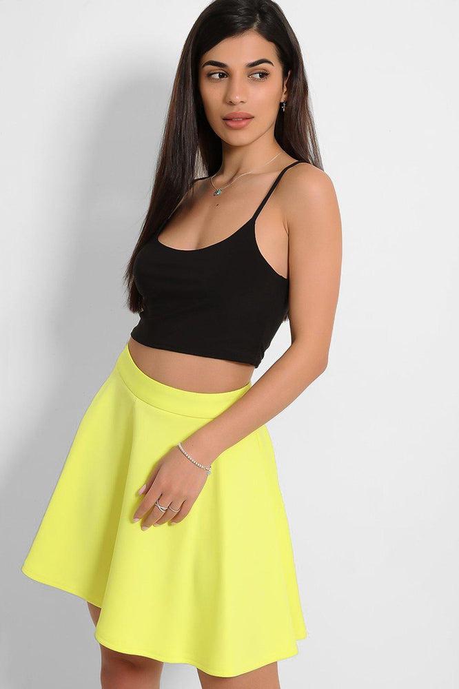 Bright Yellow Flared Mini Skirt-SinglePrice