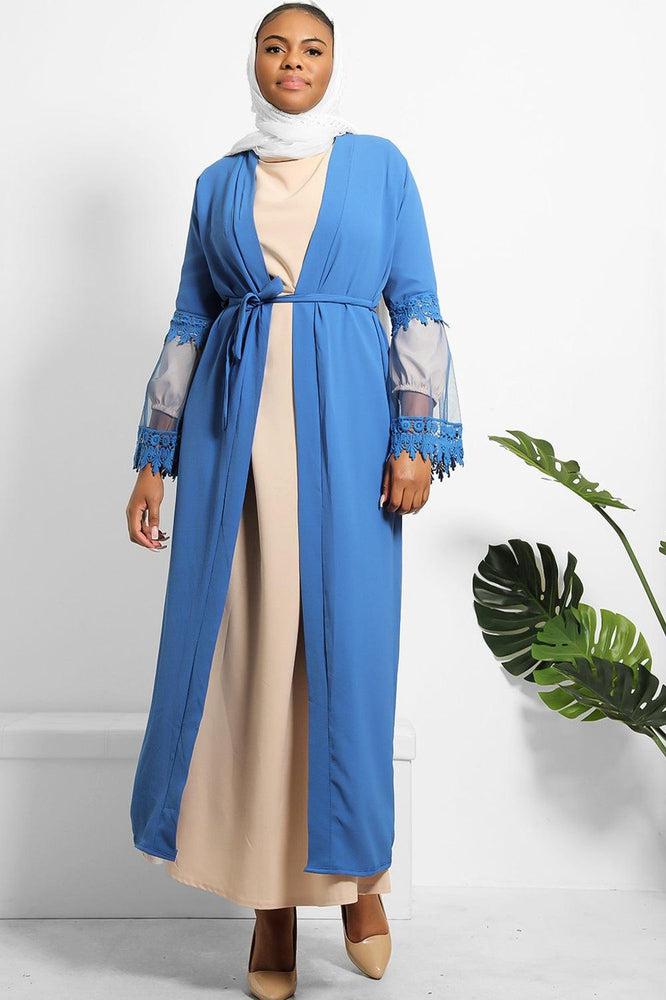 Lace Sleeve Detail Belted Modest Kaftan-SinglePrice