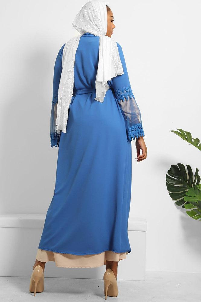 Lace Sleeve Detail Belted Modest Kaftan-SinglePrice