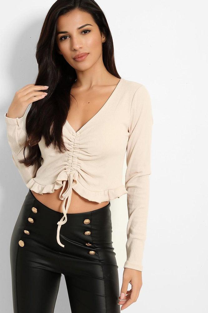 Frilled Padded Bust Cropped Top-SinglePrice