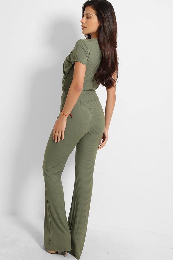 Draped To One Side Ribbed Jersey Set-SinglePrice