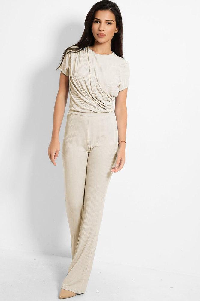 Draped To One Side Ribbed Jersey Set-SinglePrice