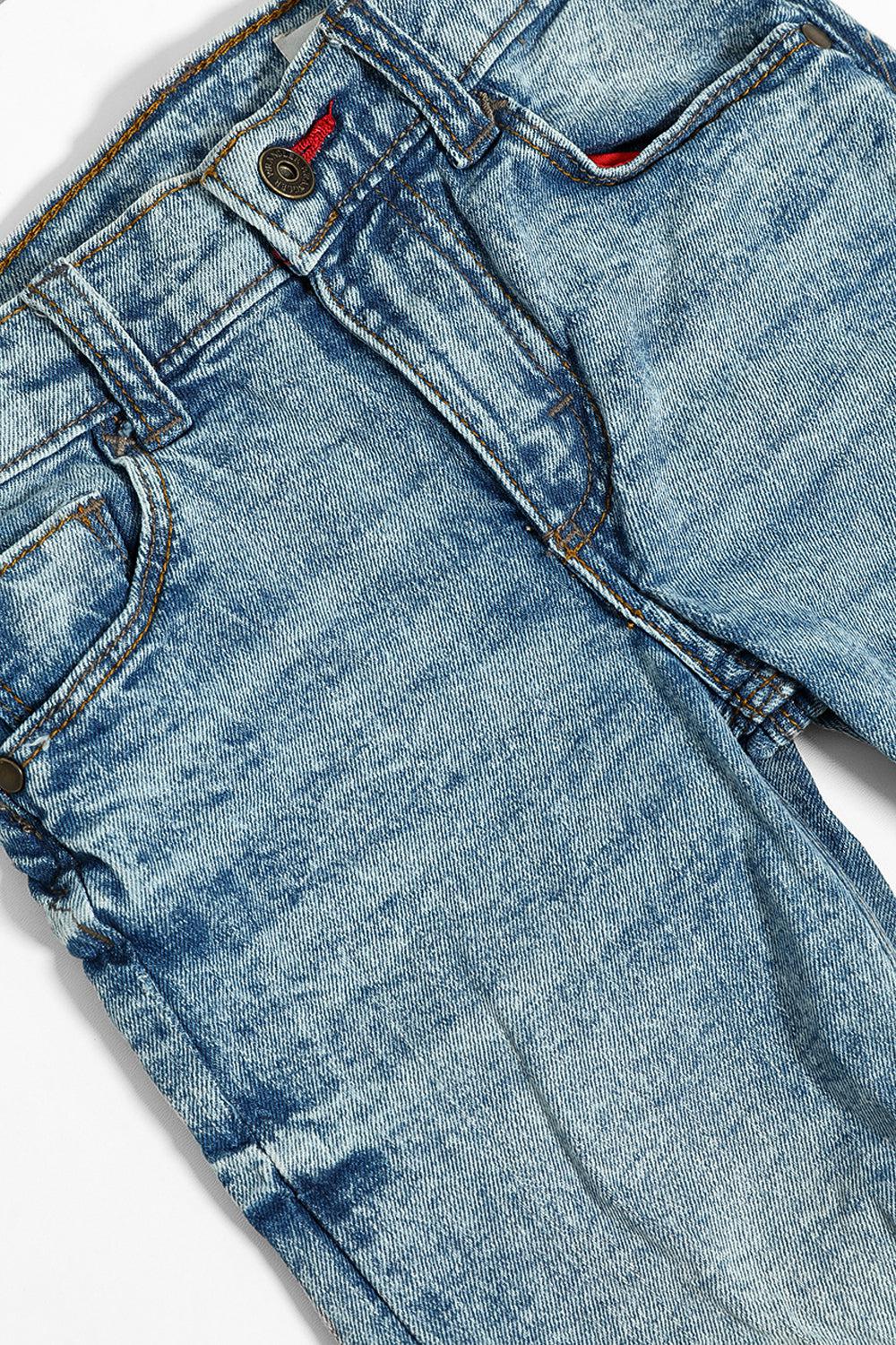 Blue Bleached Effect Classic Kids Jeans-SinglePrice