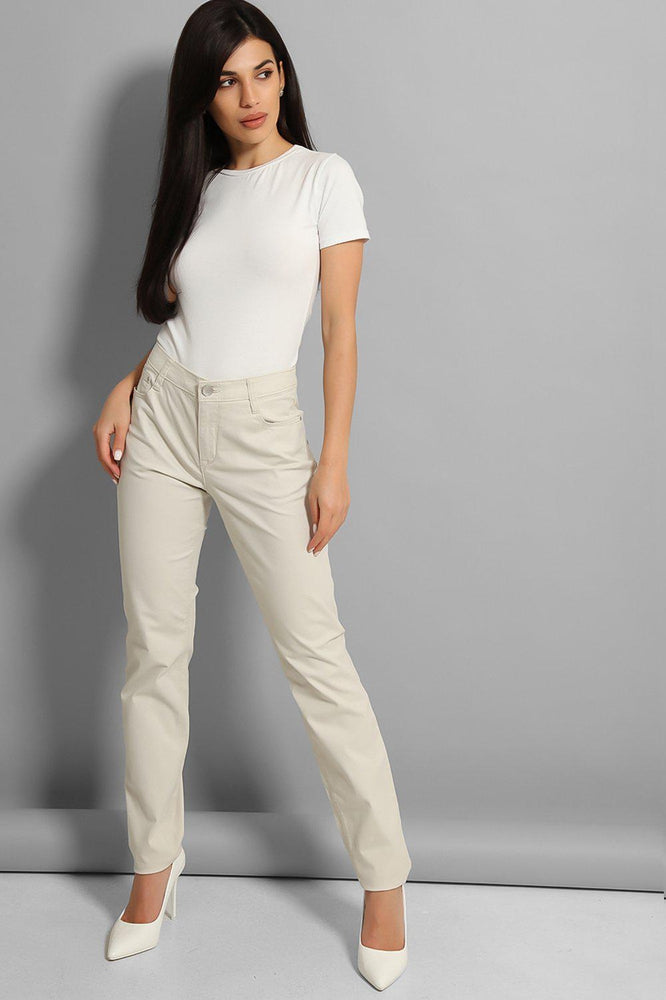 Pastel Beige Soft Stretchy Jeans - SinglePrice