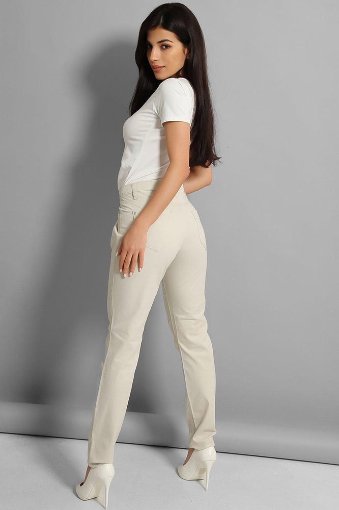 Pastel Beige Soft Stretchy Jeans - SinglePrice